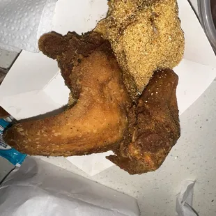 Fried chicken wing fried snapper