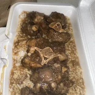 Oxtails over rice and gravy