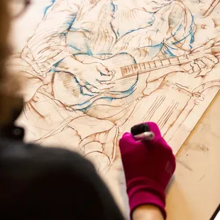 The artist at work. October 2018 at the gallery.