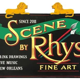 Scene By Rhys Fine Art's beautiful hand-painted sign, crafted by Mystic Blue Signs in 2018. Look for it soon to be installed at 1036 Royal!
