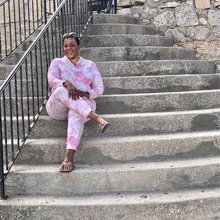 Steps on top of mountain leading to the outpost view