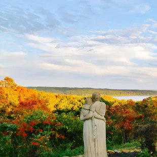 View of Laek Monroe and early Fall leaves.