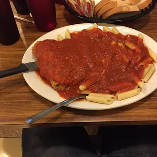 A mammoth portion of veal parm
