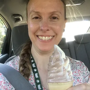 Half chocolate half vanilla ice cream cone