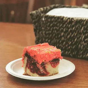 a piece of cake on a plate