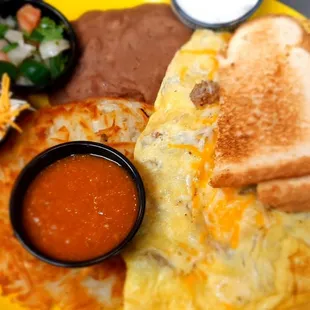 Southwest Omelet with our "in house" stewed Ranchero