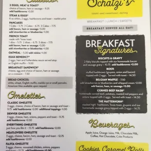 the breakfast menu