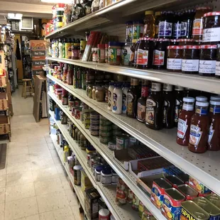 shelves of food and condiments