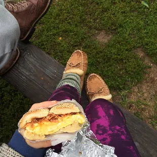 Wonderful breakfast sandwiches. Perfect to take to the nearby park and bring your dog for a fun morning of fetch.