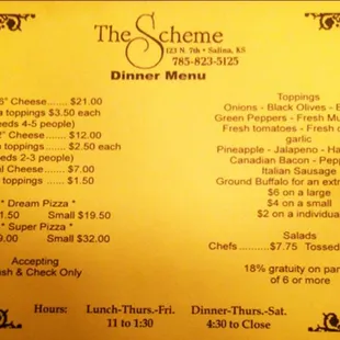 menu