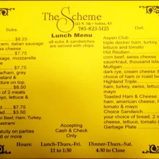 menu