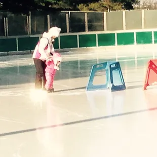 My 2 year old and I ice skating.