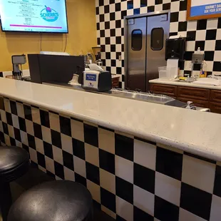 a checkered counter