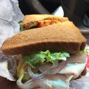 Turkey and Vermont cheddar on rye.