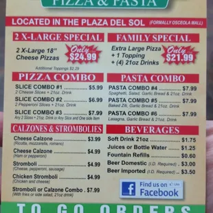 Menu front