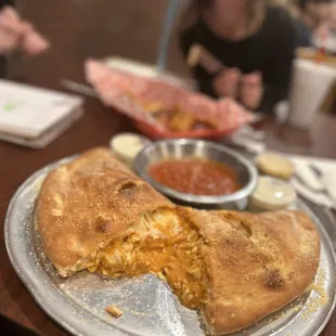 a half eaten pizza