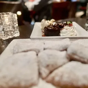 Chocolate Lava Cake a la mode (plus Beignets in the front)