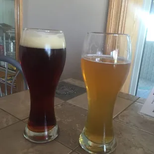two glasses of beer