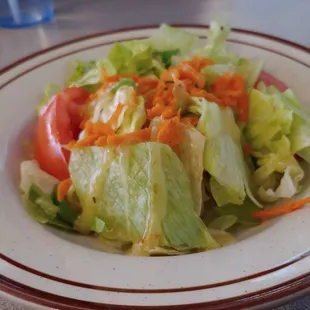 Side salad with Italian dressing - pulled off the onions