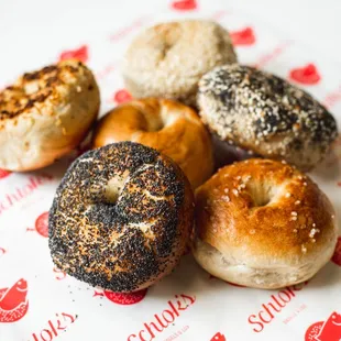 Mix of Schlok&apos;s bagel flavors
