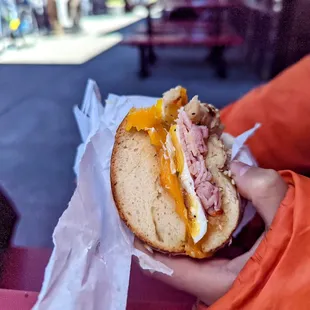 breakfast sandwich + add ham $11