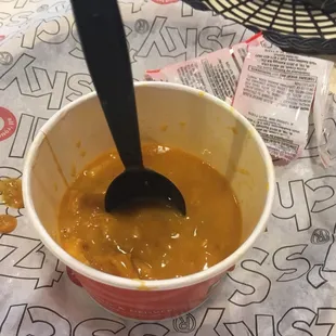 This spoon is standing up in the cup soup by its self...SOUP!!! Its that thick folks.