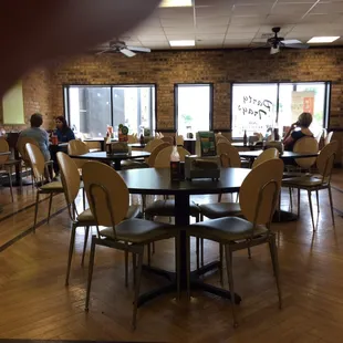 Clean, spacious and welcoming dining area.