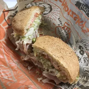 Large (only one size sold here) Turkey breast with lettuce, tomato, Mayo. $7.50
