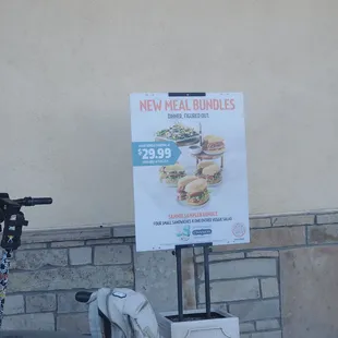 a sign for a new meal bundle