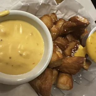 Pretzel Bites with Mustard and Beer Cheese