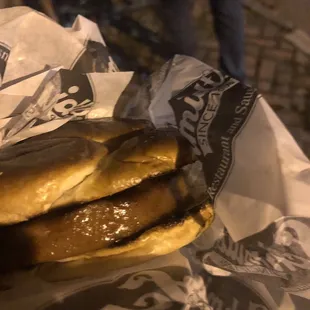 Fat daddy: bologna in a pretzel bun