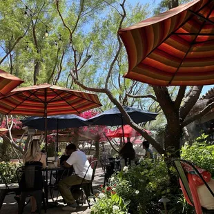 The patio is perfect! Even when it gets warm, they have a lot of misters