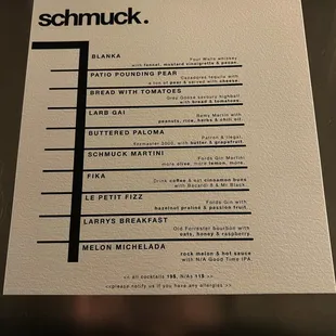 Drink Menu