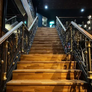 The stairs leading up to the second floor