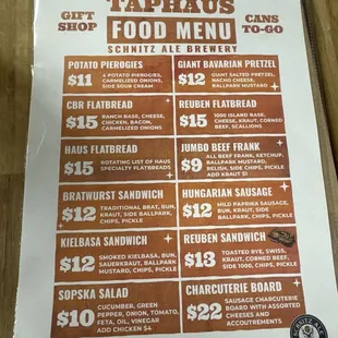 Food menu