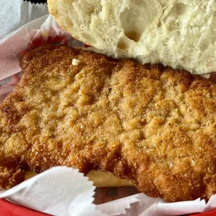 Schnitzel on a Kaiser Bun