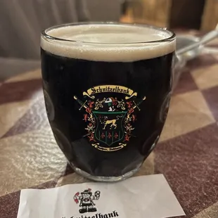 A really dark German beer on tap