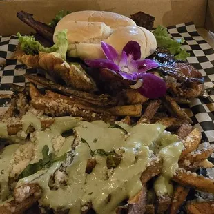 Alohog with garlic parm fries