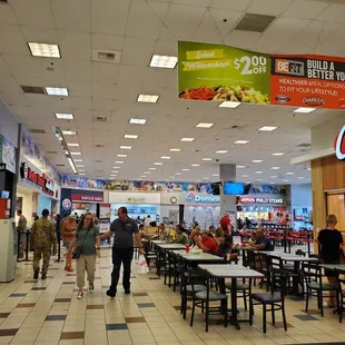 There is a food court by the entrance of the Schofield Main Exchange.