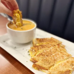 Grilled cheese dippers and tomato soup