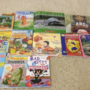 Some of the books we got from the sale! Most of the paperback books were $2-3!