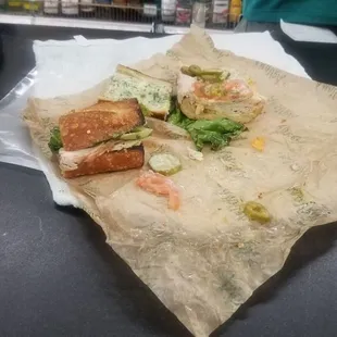 Sandwich with plastic pieces in it