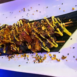 Pork belly skewers were tasty