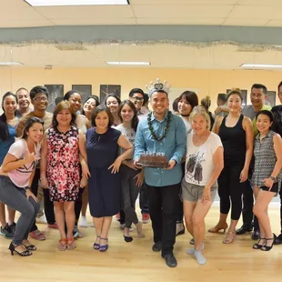 The School of Salsa students celebrating Samir's birthday.