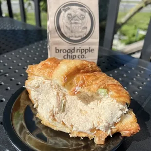 Chicken salad sandwich and chips