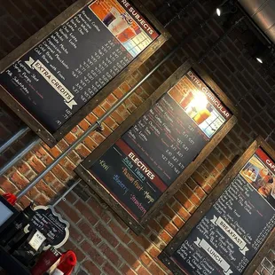 menus on brick wall