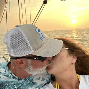 Celebrating my Honey's birthday on a sunset sail aboard the Schooner Windsong.
