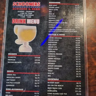 Drink menu