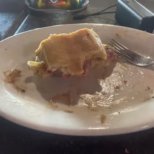What's left of the lunch special Ruben sandwich!! Damn it w  as good. About to finish it!