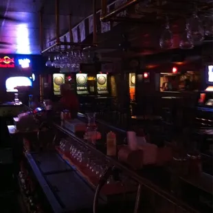 a bar with a long bar counter